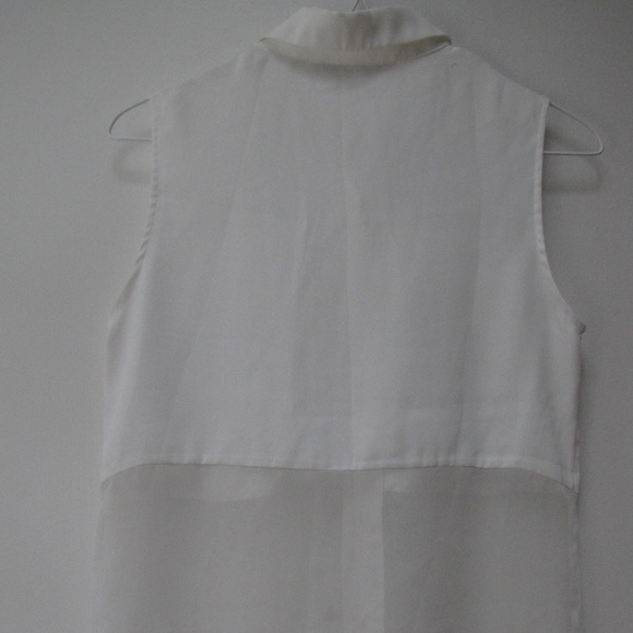 Brand New White Translucent Sleeveless Blouse - Picture 2 of 3
